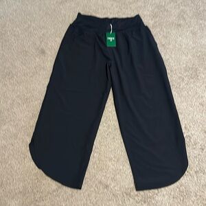 High Waisted Crossover Plicated Side Pocket Split Quick Dry Resort Pants